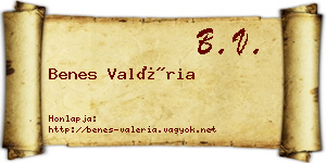 Benes Valéria névjegykártya